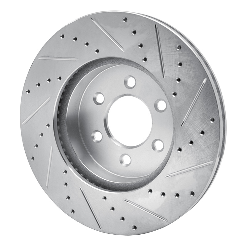 Dodge Durango Brake Rotor (1) - Front Left - R1 Concepts - Drilled & Slotted - Silver - 2003